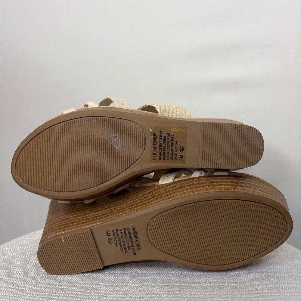 Jellypop women’s Size 8 Cream Woven Strap Wedge Sandals Memory Foam(B95)&✨